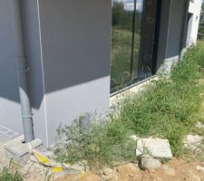 Emplacement futur trappe avec 2nd robinet de puisage pour le haut du jardin placée dans l'angle du salon