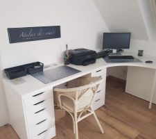 Bureau pour le tÃ?Â©lÃ?Â©travail pour moi + le coin pour l'entreprise de crÃ?Â©ation de bijoux pour mme :)