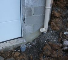 Porte de garage droite : regard et descente de toit en zoom