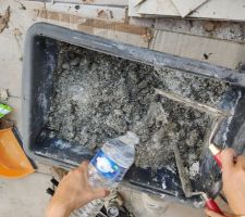 Béton léger, on peut voir les billes de polystyrène