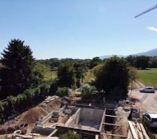 Finition des murs du sous-sol vue aérienne