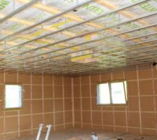Lattage plafond et rail pour fermacell sur suspente
