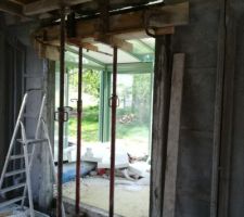 Modif fen&ecirc;tre => baie vitr&eacute; Sud
coffrage linteau