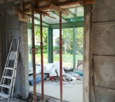 Modif fen&ecirc;tre => baie vitr&eacute; Sud
coffrage linteau