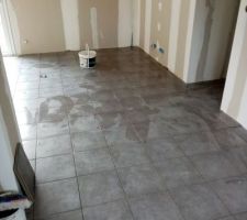 Pose carrelage salon