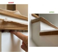 Avant/après la mise au point avec le menuisier et du coup l'intervention d'un plâtrier