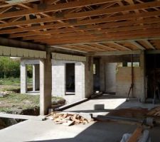 RdC vues suite à la pose de la charpente + écran sous toiture