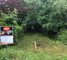 Le chemin d'accès après débroussaillage pour que le terrassier puisse venir !