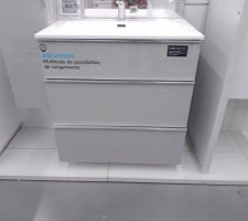 Meuble de la salle de douche pamili chez Castorama. Sans le plan vasque , on préfère mettre un plan de toilette et une vasque a poser.