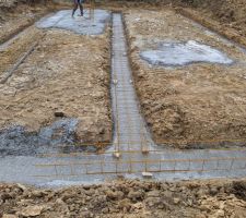 Ferraillage et coulage des semelles filantes