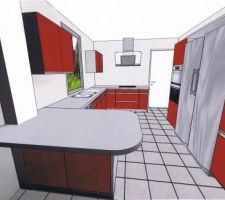 Vue 3D potentielle de la cuisine