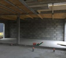 Préparation pour la couverture : garage voligé vu de l'intérieur