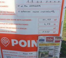 Panneau permis de construire à la date du 23 oct 2020