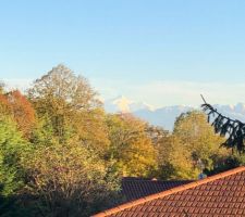 Vue depuis la fenêtre de la chambre parentale sur le Mont Blanc