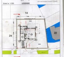 Voici le plan avec le terrain et l'implantation de la maison.