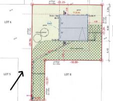 Plan terrain avec fl&egrave;che montrant le terrain voisin