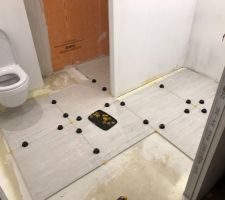 Le carrelage du studio en cours