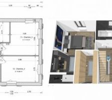 Plan 1er étage + test aménagement