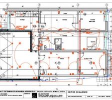 Plan architecte pour le R0 : Garage, salle des machines, buanderie, salle de sport...