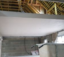 Plâtre du plafond et de la poutre.
