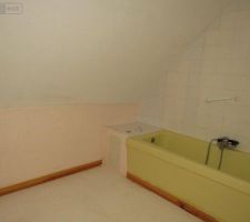 Salle de bain sommaire à l'étage.
