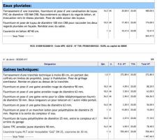 Devis concernant la gestion des EP ainsi que le terrassement d'une tranchée technique avec ses gaines.
