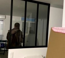 Pose de la verrière cuisine