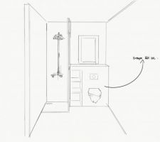 Esquisse de l'agencement de la salle d'eau par : "LaBoîte"
https://md-laboite.fr