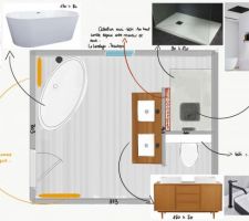 Esquisse de l'agencement de la salle de bain du 1er  par : "LaBoîte"
https://md-laboite.fr