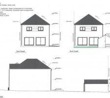 Arrière de la maison et du garage ainsi que vue depuis la limite de propriété droite