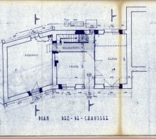 Plan historique de la maison avec une vue des espaces du bas.