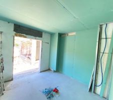 D&eacute;but de la pose du placo dans les chambres