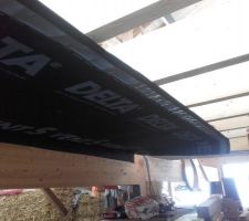 D&eacute;but de pose des solives 8x28, et "pare-pluie" par en dessous