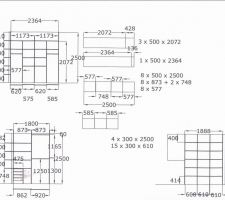 Dtail du calepinage pour fabrication des 3 placards