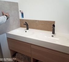 Meuble de salle de bain et colonne pos&eacute;e