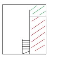 Plan du sous sol
en rouge la partie comblée
en vert la partie comblée qui a été creusée