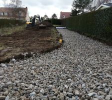 &Ccedil;a y est enfin !! Le terracier a commenc&eacute; &agrave; travailler sur notre terrain, il a fait le chemin d'acc&egrave;s et continuera lundi pour creuser le reste.