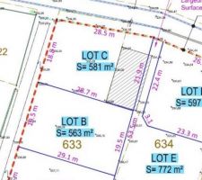 Plan du terrain. Lot C.