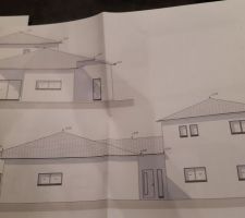 Visuels 3d entrée maison avec surélévation et vue face sud