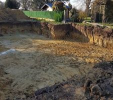 Début des travaux 04 mars 2021 
Terrassement de la maison et terrasse 1.50m de profondeur.