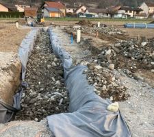 Tranchée drainante sous voire pour récup eaux de pluie