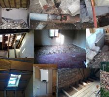 Première phase. Démolition, consolidation, nouvelle chaudière, montage velux et début de l'isolation