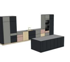 Idée cuisine ikea avec façade bocklip en Fenix, laiton et laque