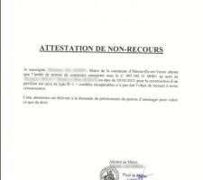 Attestation de NON Recours