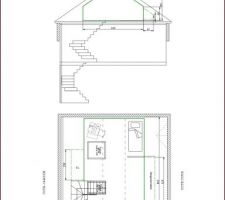 Découpe de la maison avec les plans de la création des Combles