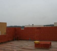 &Eacute;l&eacute;vation des murs en briques (pas monomur mais avec des alv&eacute;oles quand m&ecirc;me...)