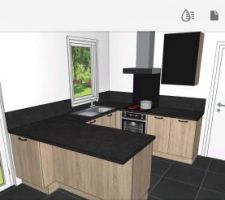 Légère modification du plan de la cuisine qui sera definitive ??(rajout d'une crédence et changement de l'emplacement du placard du haut