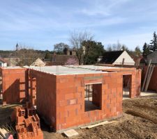 &Eacute;l&eacute;vation des murs du RDC et dalle &eacute;tage