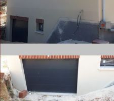 Sur le haut de la photo, on voit une démarcation formant une ligne horizontale dans l'enduit à hauteur des câbles du groupe extérieur de la PAC.
Sur la photo du bas, comme le chantier n'a pas été nettoyé, il y a un amas des résidus de grattage contre l'enduit. Il y a des traces d'humidité sur l'enduit qui a du mal à sécher.