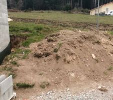 Monticule de terre pour la place de stationnement &agrave; venir et peut &ecirc;tre l'enrochement pour soutenir la terre et la voirie. Je pr&eacute;vois de la pierre de Bourgogne si besoin ...